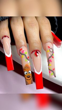 Grinch Acrylic Nails, Grinch Nail Designs, Grinch Nails, Christmas Makeup Ideas, Nail Artwork, Horror Nails, Acrylic Nails Coffin Pink, Vacation Nails, Winter Nail Art