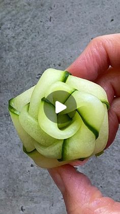 a hand holding a small piece of food in it's palm, with the video displayed