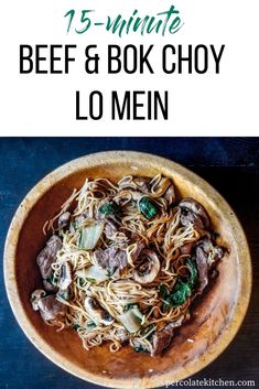 15-Minute Beef and Bok Choy Lo Mein. Faster than your delivery guy can get to your door! Beef Lo Mein Recipe, Noodle Ideas, Lo Mein Recipes, Pot Dinners, Steak And Mushrooms, Healthy Weeknight Dinners, Fry Recipes