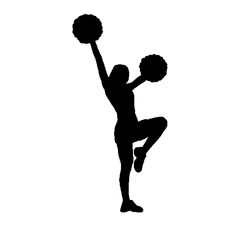 a black and white silhouette of a cheerleader holding a pom - pom