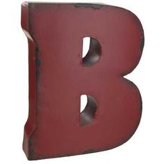 the letter b is painted red and has holes in it