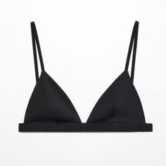 Black Triangle Bra By Mango. Adjustable Straps With Back Closure. Polyester. Never Worn, Tags Removed. Black Seamless Triangle Top, Casual Black Summer Bra, Fitted Black Triangle Top Bra, Seamless Black Beach Bra, Black Seamless Beach Bra, Summer Stretch Black Bra, Black Summer Beach Bra, Summer Black Stretch Bra, Black Stretch Bra For Summer