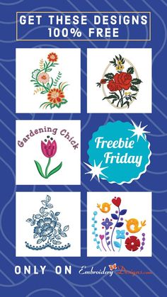 an advertisement for the freebie friday sale with images of flowers and leaves on it