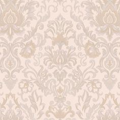 an ornate wallpaper pattern in beige and white