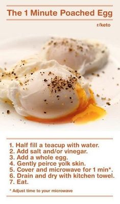 an image of two eggs on a plate with seasoning in the middle and instructions for how to make them