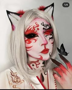 Halloween Makeup Children, Anime Character Makeup, Halloween Makeup Disney, Dark Angel Halloween Makeup, Halloween Makeup Dark, Halloween Makeup Doll, Halloween Makeup Challenge, Halloween Makeup Devil, Kitsune Makeup