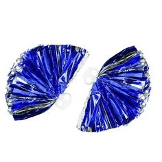 two blue and silver plastic fan shaped hair clips