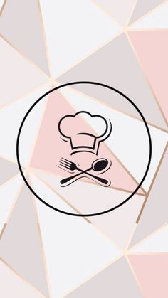 the chef's hat and spoons are placed in a circle on an abstract background