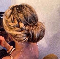 #hair #updo #braid possibility for stacy's wedding Side Bun Hairstyles, Hair Bun Tutorial, Wedding Hair And Makeup, Bridesmaid Hair, Hair Updos