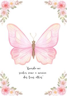 a pink butterfly with flowers around it and the words, garden me solves come a menu