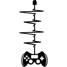 a black and white image of a video game controller with wires coming out of it