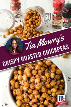 the cover of ta mowry's crispy roasted chickpeas is shown