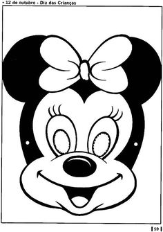 a mickey mouse face with a big bow on it's head, in black and white