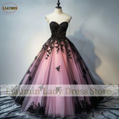 Elegant Prom Dresses Pink, Pink And Black Dress Prom, Pastel Goth Prom Dress, Black And Pink Ball Gown, Pink And Black Dress Ball Gowns, Black And Pink Dress Formal, Black Floor-length Dress For Quinceanera, Black Floor-length Ball Gown For Quinceanera, Black Floor-length Gown For Quinceanera