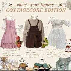 Drawing Cottagecore, Aesthetics Clothes, Outfit Ideas Drawing, Choose Your Fighter, Core Outfits, Cottagecore Outfit, Moodboard Ideas, Cottagecore Clothes