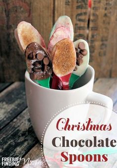 christmas chocolate spoons are in a cup