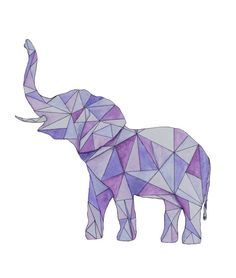 an elephant made out of triangles on a white background