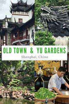 old town and yu gardens in shanghai, china with the title overlaying it