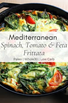 the cover of mediterranean spinach, tomato and feta frittata is shown