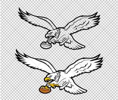 an eagle with a basketball ball in its talons, and another bird flying above it