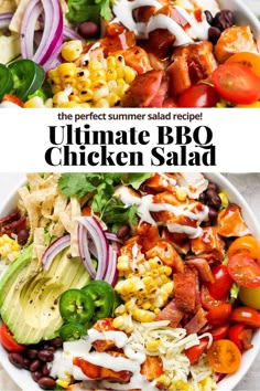 Bbq Chicken Salad Meal Prep, Grilled Bbq Chicken Salad, Summer Salad Recipes With Chicken, Salad With Bbq Chicken, Bbq Chicken Skewer Salad, Healthy Bbq Dinner Recipes, Salad With Smoked Chicken, Grilled Chicken Meals Ideas Dinners, Cold Chicken Recipes Summer