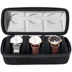 PRICES MAY VARY. 3-Slot: Watch travel case can store 3 watches and fit different types of watches with a dial size up to 55mm; Dimension: 8.27"W*3.54"D*3.54"H (21x9x9 cm), suitable for normal watches, smartwatches, or fitness trackers Easy to Carry: Design with a handle for easy carrying along, hard and compact design won't take up too much space in a bag or suitcase, organize all of your watches in one place to avoid loss, ideal for travel, hiking, or any outdoor activities Ensure the safety of Womens Watch Holder, Stylish Luggage, Fitness Trackers, Best Travel Accessories, Innovative Gadget, Watch Roll, Watch Holder, Travel Hiking, Must Have Items