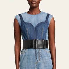 Alexander McQueen military belt in calf leather Adjustable silvertone buckle Made in Italy Military Belt, Denim Midi Dress, Bergdorf Goodman, Black Belt, Calf Leather, Alexander Mcqueen, Alexander, Tops Designs, In Italy