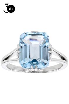 4.68ctw Sky Blue Glacier Topaz��� Rhodium Over Sterling Silver Ring. Measures Approximately 0.43"L x 0.48"W. Not Sizeable. Sky Blue Topaz, Sterling Silver Ring, Blue Topaz, Sky Blue, Blue Sky, Silver Ring, Topaz, Sterling Silver Rings, Silver Rings