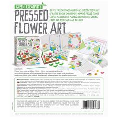 the green creativity press - pressed flower art kit includes cards, envelopes and stickers