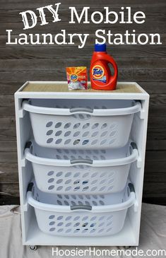 the laundry station is organized and ready to be used