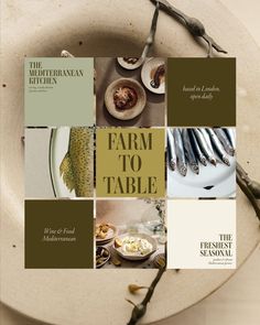 the cover of farm to table magazine on a plate