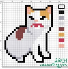 a cross stitch pattern with a cat on it