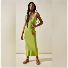 Free People Beach Daniela Lime Green Ribbed Maxi Tank Dress Size: Large Color: Green **This Is For The Green Dress Only. The Other Two Photos Show Fit. Approximate Pit To Pit (Bust Measurement) For Large: 16.5" Unstretched So Timeless With A Touch Of Sultry, This Essential Midi Dress Is Featured In A V-Neck, Fitted Silhouette With Scoop Back Detail And Dropped Armholes For Added Shape. Effortless, Pull-On Style Ribbed Knit Fabrication Deep V-Neckline Free-Est Comprised Of Textured, Free-Flowing Sleeveless Ribbed Maxi Dress For Summer, Casual Ribbed Maxi Dress For Beach, Ribbed Midi Dress For Summer Day Out, Ribbed Midi Dress For A Summer Day Out, Casual Ribbed Maxi Dress For The Beach, Summer Ribbed Dresses For Day Out, Ribbed Midi Beach Dresses, Ribbed Midi Dress For Vacation, Sleeveless Ribbed Midi Dress For Beach