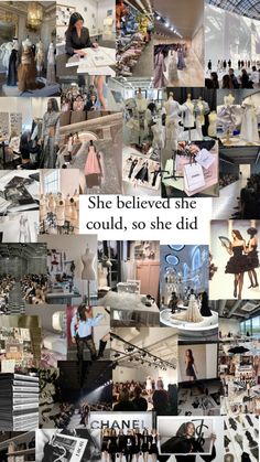 the collage shows many different images of women in dresses and shoes, including one woman with