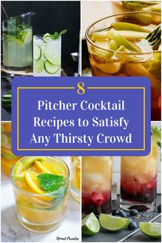 Collage of 4 pitcher cocktails. Pitcher Cocktail Recipes, Night In With Friends, Pitcher Cocktails, Cocktail Pitcher, Signature Cocktail, Refreshing Drinks, Best Recipes, Cocktail Recipes, Night In