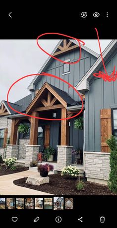 an image of a house with red arrows pointing to the front door and side entrance