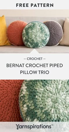 crochet pillow pattern with three different colors