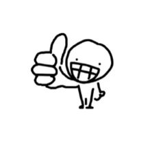 a drawing of a person giving the thumbs up sign with his hand and mouth open