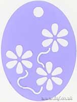 a purple circle with white flowers on it