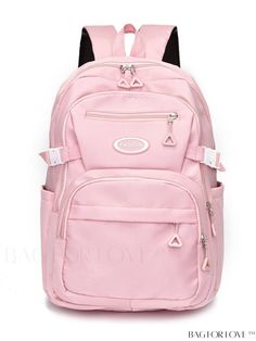 BagForLove - Versatile Letter Patch Classic Backpack - Ideal for Students & Outdoor Activities Kawaii Pink Backpack, Back To School Backpacks, Minimalist Bag, Girly Bags, Details Pictures, Pink Backpack, Cute Stationery, Word Wrap, Classic Backpack