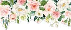 a watercolor painting of pink and white flowers