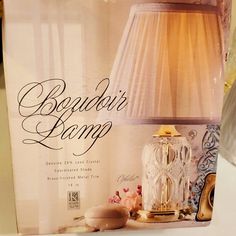 an advertisement for a lamp on a table