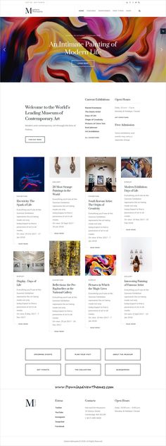 the website design for an art gallery