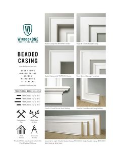 the front and back pages of windowstone beaded casing, with instructions on how to install them