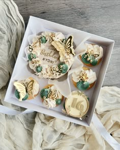 cupcakes in a box on a table