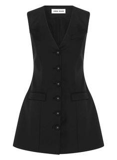 Classic Mini Dress For Workwear, Formal Mini Dress With Hidden Button Closure, Tailored Mini Dress For Office In Black, Tailored Black Mini Dress For Office, Tailored Mini Dress With Buttons For Formal Occasions, Tailored Mini Dress With Buttons For Formal Events, Tailored Mini Dress With Hidden Button Closure, Black Mini Blazer Dress For Business, Black Buttoned Mini Dress For Semi-formal