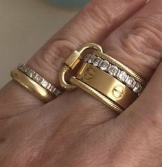 jewelry goals Linked Rings, Mixed Metal Rings, Lock Jewelry, Mixed Metal Jewelry, Dope Jewelry, Cartier Love Bracelet