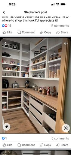 an image of a kitchen with lots of shelves