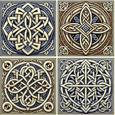 four different types of celtic designs