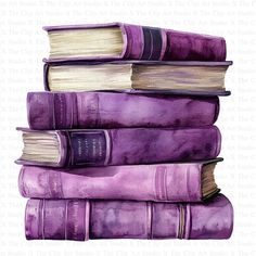 a stack of purple books sitting on top of each other